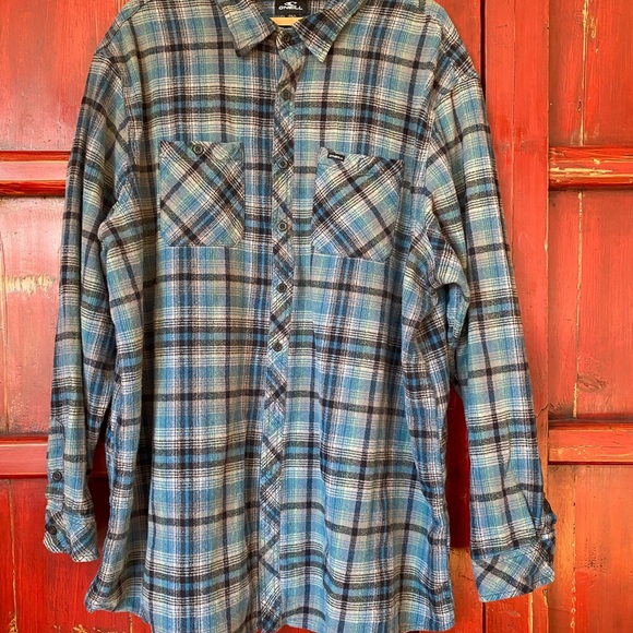 O’Neill long sleeve shirt size 3XLT, blue/grey plaid. - Picture 2 of 5
